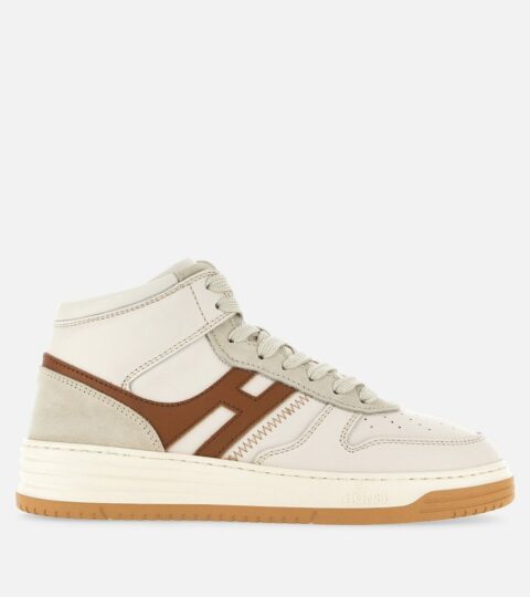 Herren Hogan Flat Sneaker | Sneakers Hogan H630 High Top Weiss/ Elfenbein/ Braun