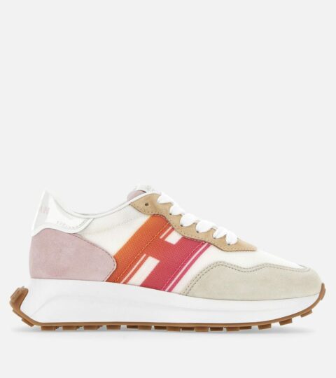 Damen Hogan Sporty Sneakers | Sneakers Hogan H641 Weiss/ Beige/ Rosa