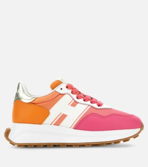 Damen Hogan Sporty Sneakers | Sneakers Hogan H641 Weiss/ Orange/ Rosa