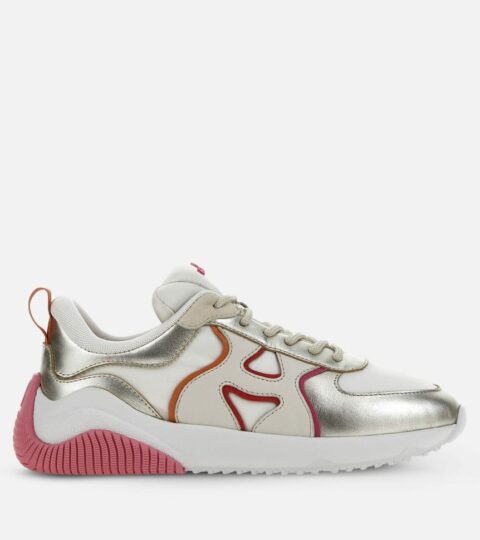 Damen Hogan Sporty Sneakers | Sneakers Hogan H597 Silber/ Rosa/ Weiss