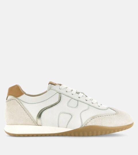 Damen Hogan Flat Sneaker | Sneakers Hogan Olympia-Z Weiss/ Elfenbein/ Braun