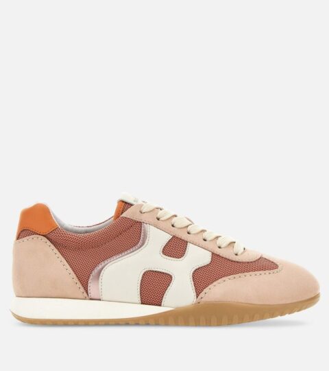 Damen Hogan Flat Sneaker | Hogan Olympia-Z Rosa/ Weiss/ Orange