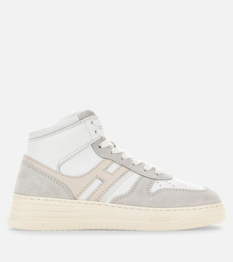 Damen Hogan Flat Sneaker | Sneakers High Top Hogan H630 Silber/ Elfenbein