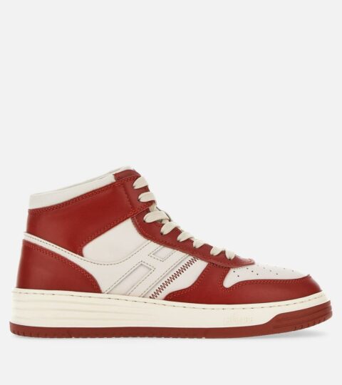 Herren Hogan Flat Sneaker | Sneakers High Top Hogan H630 Weiss/ Rot