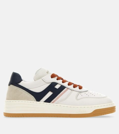 Damen Hogan Flat Sneaker | Sneakers Hogan H630 Weiss/ Blau/ Orange