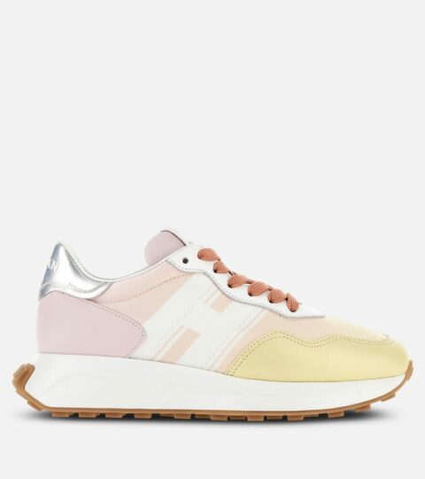 Damen Hogan Sporty Sneakers | Sneakers Hogan H641 Weiss/ Rosa/ Gelb