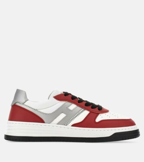 Herren Hogan Flat Sneaker | Sneakers Hogan H630 Weiss/ Rot/ Silber