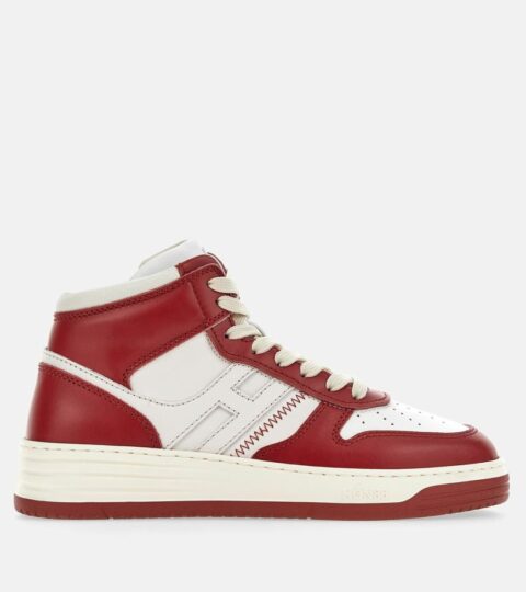 Damen Hogan Flat Sneaker | Sneakers Hogan H630 High Top Weiss/ Rot