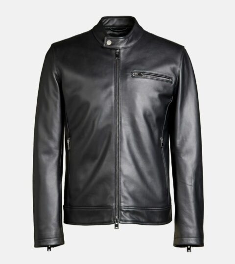 Herren Hogan Bekleidung | Bikerjacke Aus Leder Schwarz