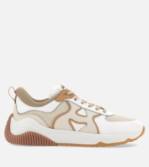 Damen Hogan Sporty Sneakers | Sneakers Hogan H597 Weiss/ Elfenbein/ Beige