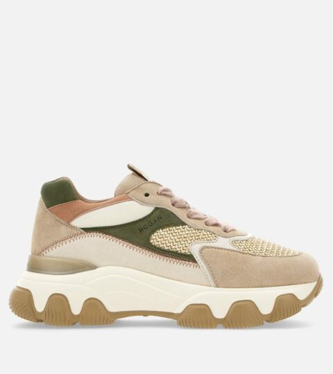 Damen Hogan Chunky Sneakers | Hogan Hyperactive Beige/ Grun/ Rosa