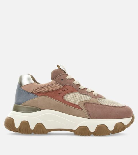 Damen Hogan Chunky Sneakers | Hogan Hyperactive Rosa/ Beige/ Silber