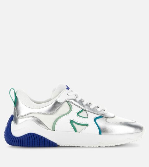 Damen Hogan Sporty Sneakers | Sneakers Hogan H597 Weiss/ Silber/ Blau