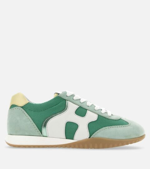 Damen Hogan Flat Sneaker | Hogan Olympia-Z Grun/ Weiss/ Gelb