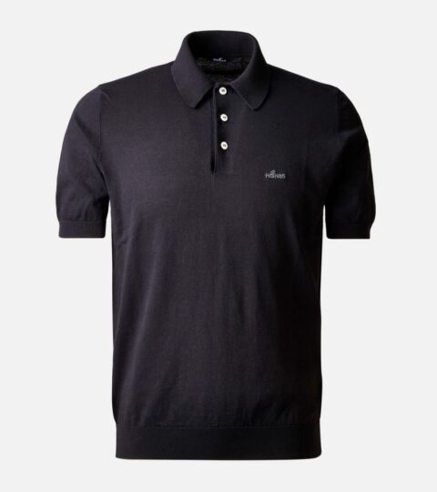 Herren Hogan Bekleidung | Strickpoloshirt Aus Baumwolle Schwarz