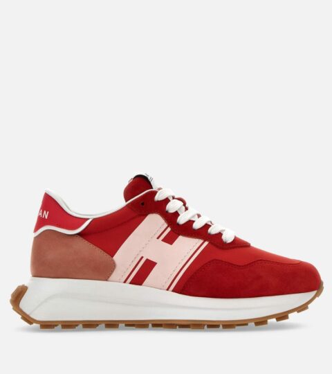 Damen Hogan Sporty Sneakers | Sneakers Hogan H641 Rot/ Rosa/ Weiss