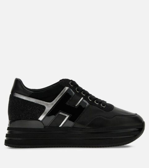 Damen Hogan Plateauschuhe | Sneakers Hogan Midi H222 Schwarz/ Silber