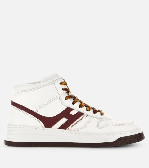 Herren Hogan Flat Sneaker | Sneakers High Top Hogan H630 Weiss/ Bordeaux