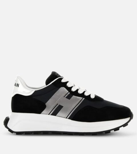 Damen Hogan Sporty Sneakers | Sneakers Hogan H641 Schwarz/ Weiss/ Silber